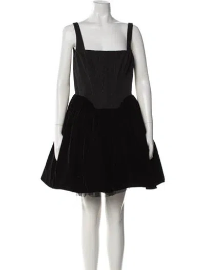 Pre-owned Staud Square Neckline Mini Dress In Black