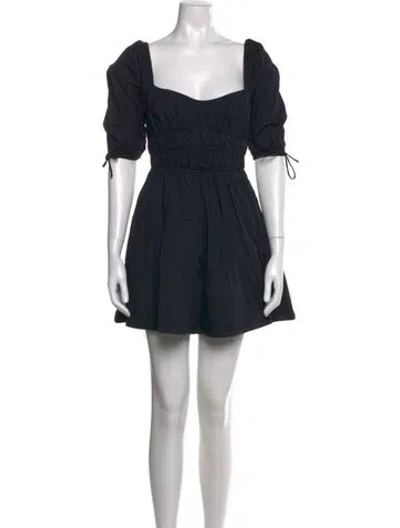 Pre-owned Staud Square Neckline Mini Dress In Black