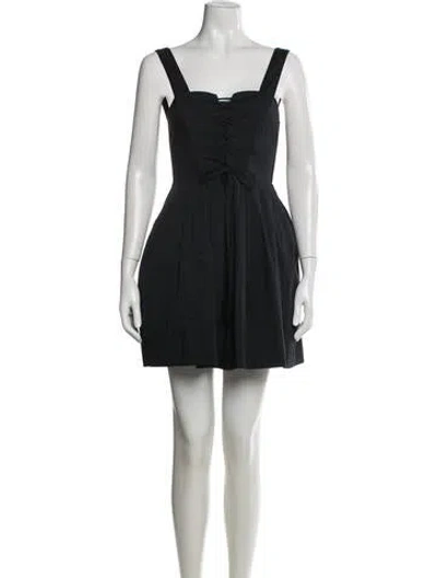 Pre-owned Staud Square Neckline Mini Dress In Black