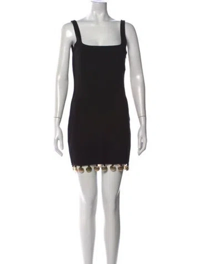 Pre-owned Staud Square Neckline Mini Dress In Black