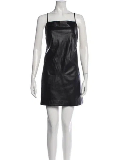 Pre-owned Staud Square Neckline Mini Dress In Black