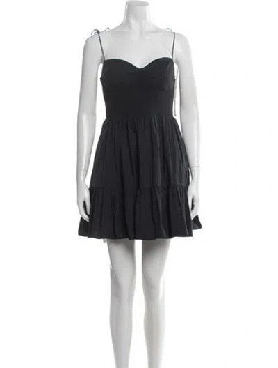 Pre-owned Staud Square Neckline Mini Dress In Black
