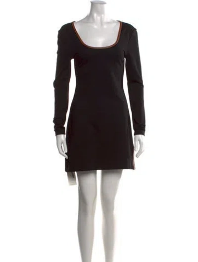 Pre-owned Staud Square Neckline Mini Dress In Black