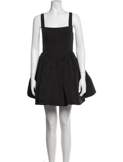 Pre-owned Staud Square Neckline Mini Dress In Black