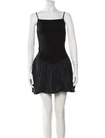 Pre-owned Staud Square Neckline Mini Dress In Black