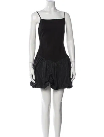 Pre-owned Staud Square Neckline Mini Dress In Black