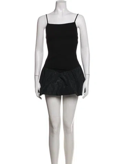 Pre-owned Staud Square Neckline Mini Dress In Black