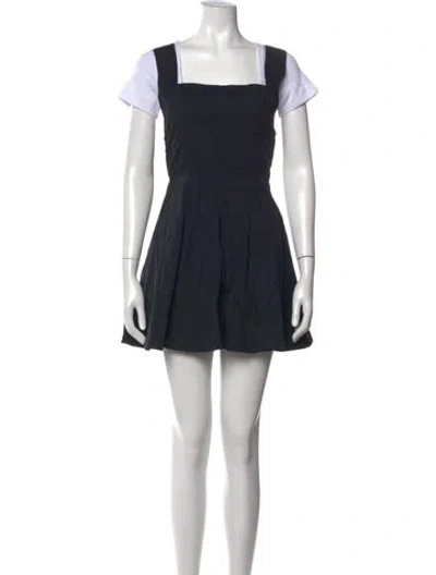 Pre-owned Staud Square Neckline Mini Dress In Black