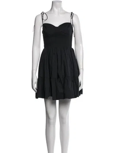 Pre-owned Staud Square Neckline Mini Dress In Black