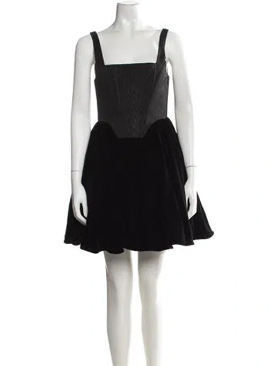 Pre-owned Staud Square Neckline Mini Dress In Black
