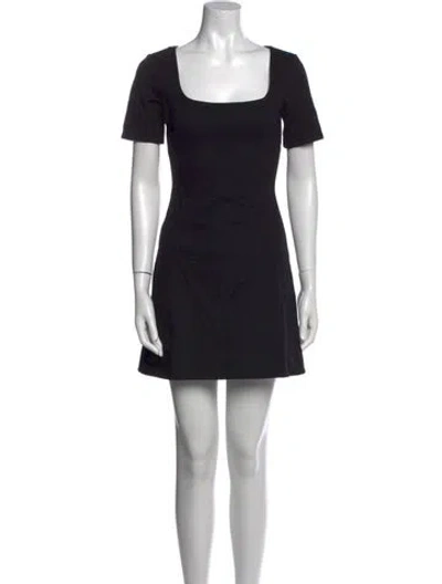 Pre-owned Staud Square Neckline Mini Dress In Black