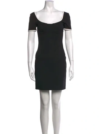 Pre-owned Staud Square Neckline Mini Dress In Black/white