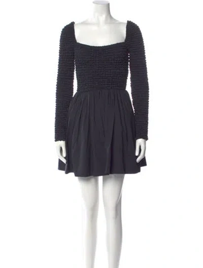 Pre-owned Staud Square Neckline Mini Dress In Blue