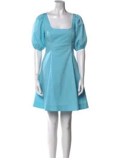 Pre-owned Staud Square Neckline Mini Dress In Blue