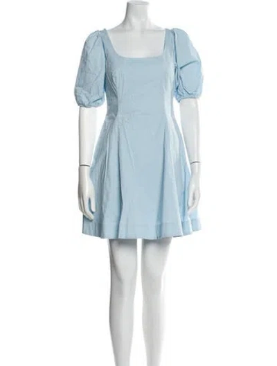 Pre-owned Staud Square Neckline Mini Dress In Blue