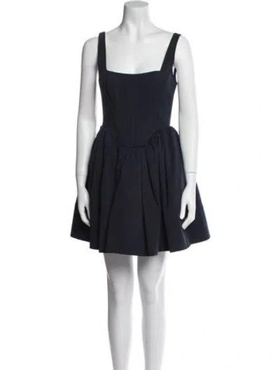 Pre-owned Staud Square Neckline Mini Dress In Blue