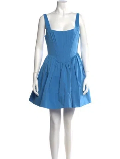 Pre-owned Staud Square Neckline Mini Dress In Blue