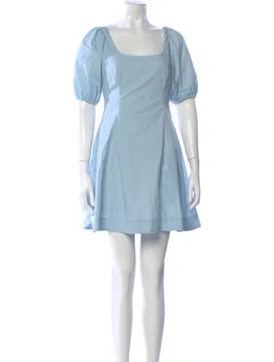 Pre-owned Staud Square Neckline Mini Dress In Blue