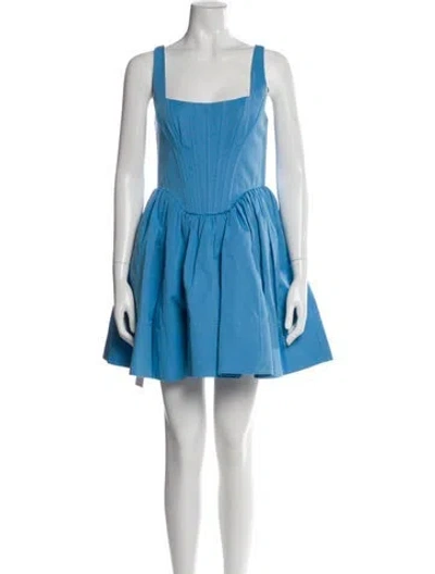 Pre-owned Staud Square Neckline Mini Dress In Blue