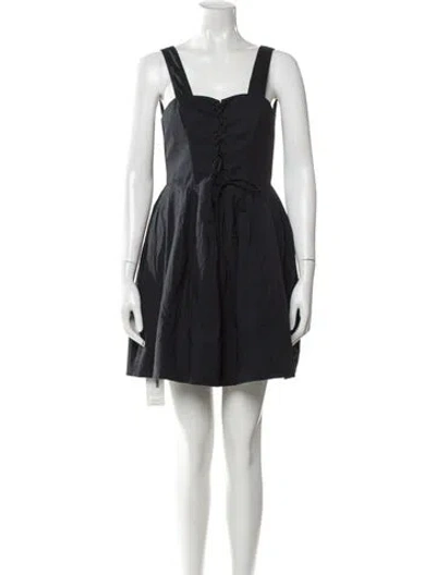 Pre-owned Staud Square Neckline Mini Dress In Blue