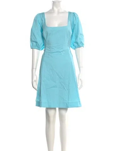 Pre-owned Staud Square Neckline Mini Dress In Blue