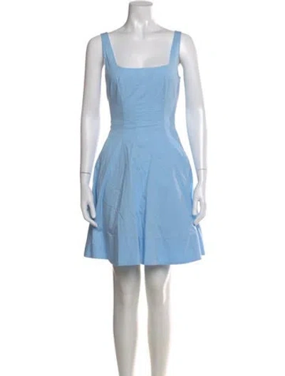 Pre-owned Staud Square Neckline Mini Dress In Blue