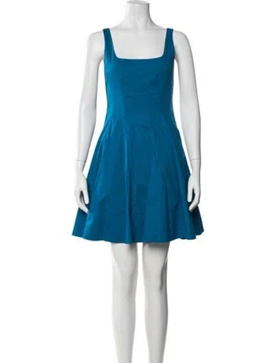 Pre-owned Staud Square Neckline Mini Dress In Blue