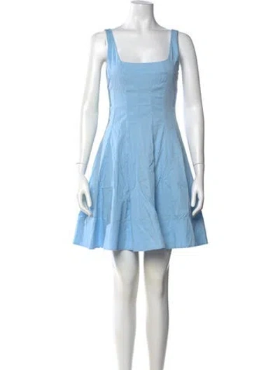 Pre-owned Staud Square Neckline Mini Dress In Blue