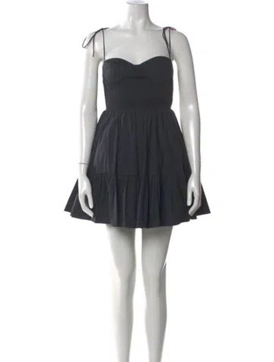 Pre-owned Staud Square Neckline Mini Dress In Blue