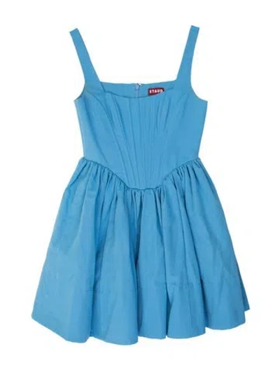 Pre-owned Staud Square Neckline Mini Dress In Blue