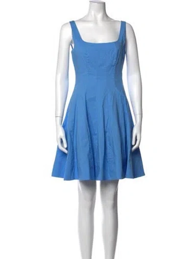 Pre-owned Staud Square Neckline Mini Dress In Blue