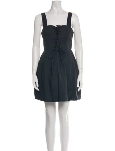 Pre-owned Staud Square Neckline Mini Dress In Blue