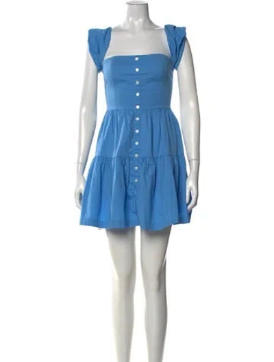 Pre-owned Staud Square Neckline Mini Dress In Blue