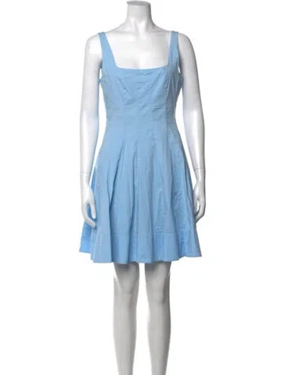 Pre-owned Staud Square Neckline Mini Dress In Blue