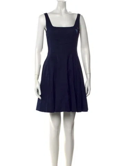 Pre-owned Staud Square Neckline Mini Dress In Blue