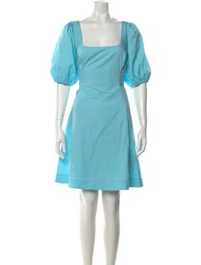 Pre-owned Staud Square Neckline Mini Dress In Blue