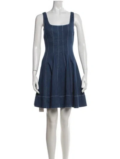 Pre-owned Staud Square Neckline Mini Dress In Blue
