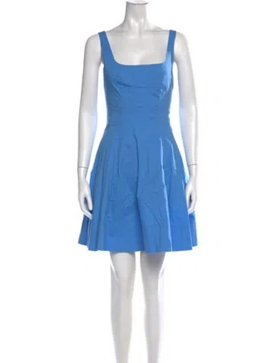 Pre-owned Staud Square Neckline Mini Dress In Blue