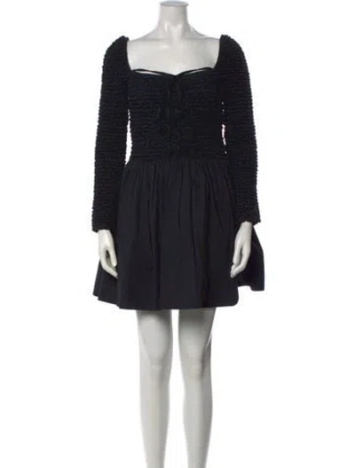 Pre-owned Staud Square Neckline Mini Dress In Blue