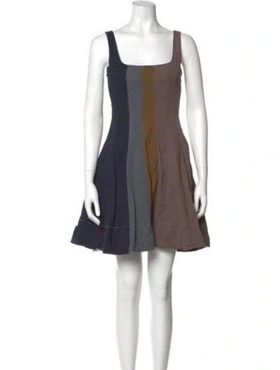 Pre-owned Staud Square Neckline Mini Dress In Brown