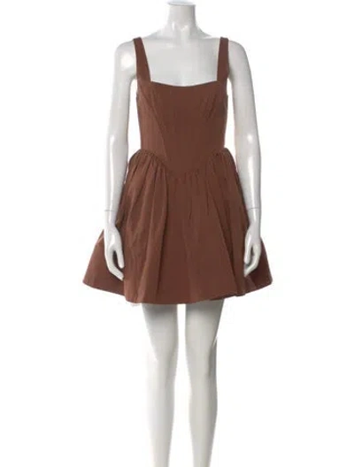Pre-owned Staud Square Neckline Mini Dress In Brown