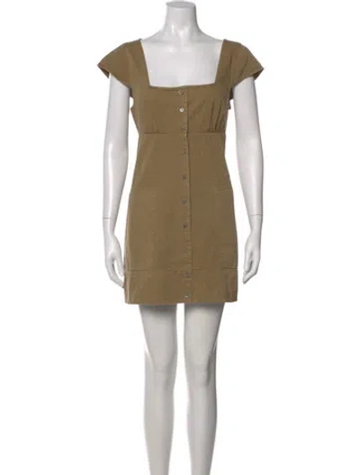Pre-owned Staud Square Neckline Mini Dress In Brown