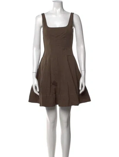 Pre-owned Staud Square Neckline Mini Dress In Brown