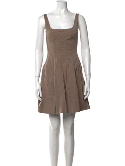 Pre-owned Staud Square Neckline Mini Dress In Brown