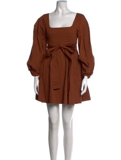 Pre-owned Staud Square Neckline Mini Dress In Brown