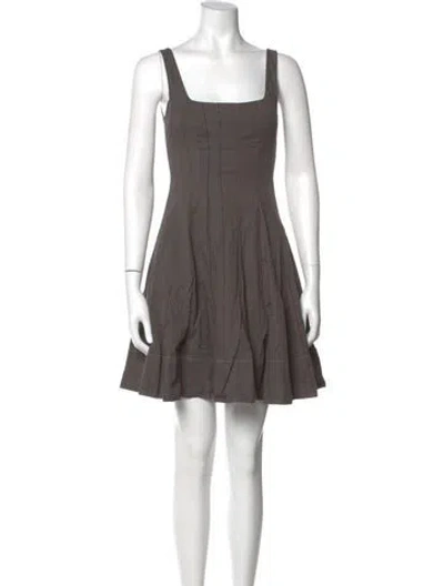 Pre-owned Staud Square Neckline Mini Dress In Gray