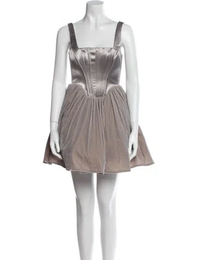 Pre-owned Staud Square Neckline Mini Dress In Gray