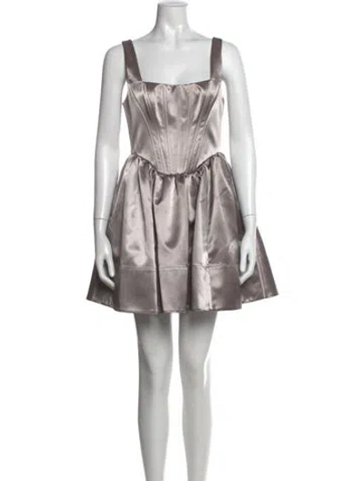 Pre-owned Staud Square Neckline Mini Dress In Gray