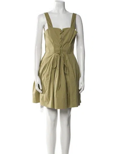Pre-owned Staud Square Neckline Mini Dress In Green
