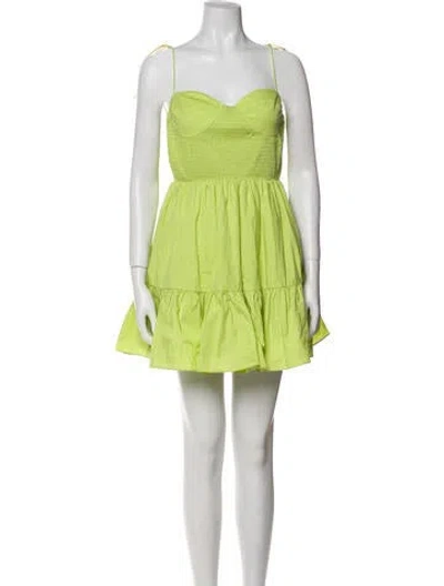Pre-owned Staud Square Neckline Mini Dress In Green